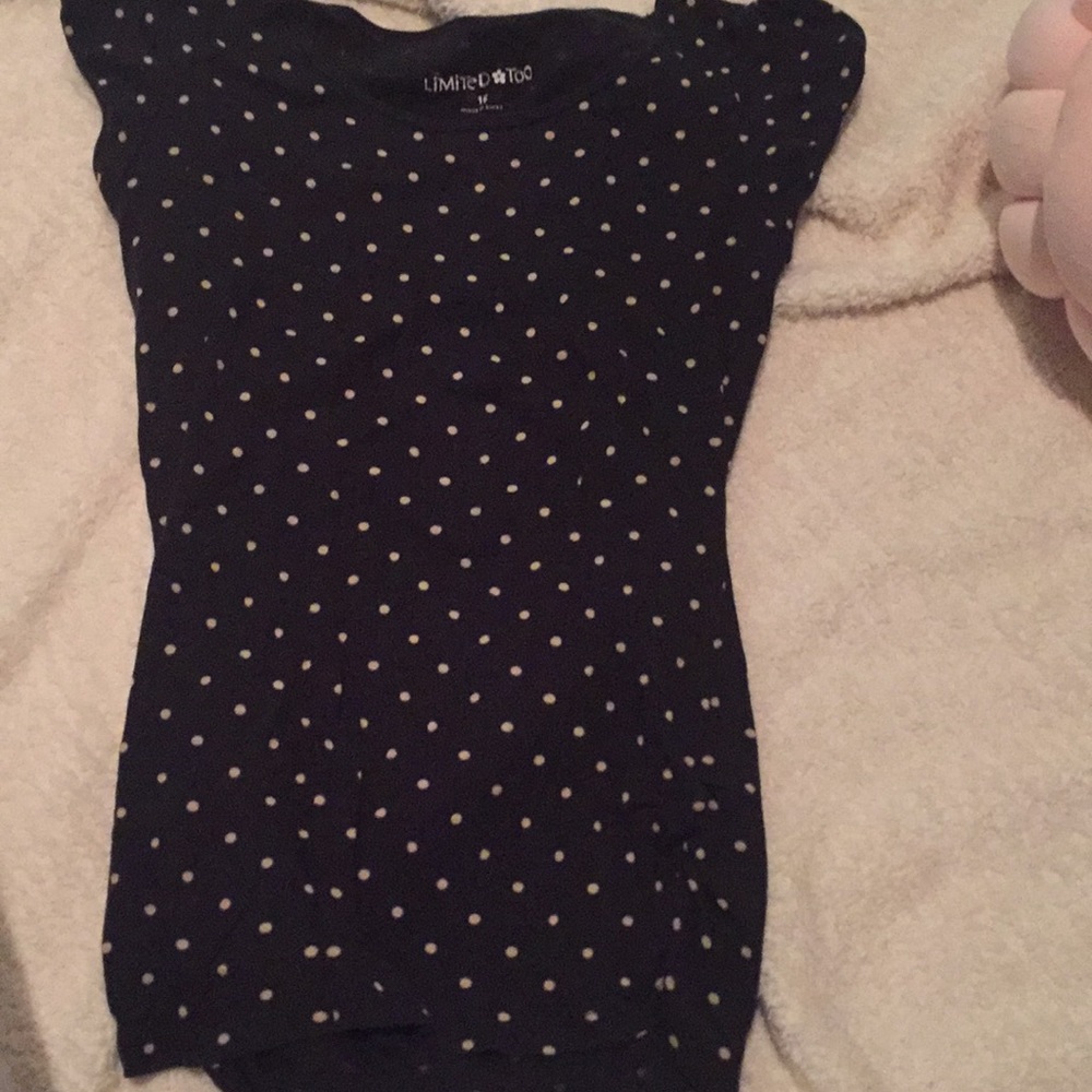 Black shirt with tan polka dots